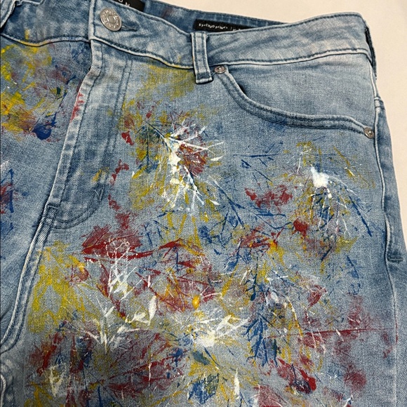 Pacsun stacked skinny splatter paint jean shorts - Picture 4 of 5